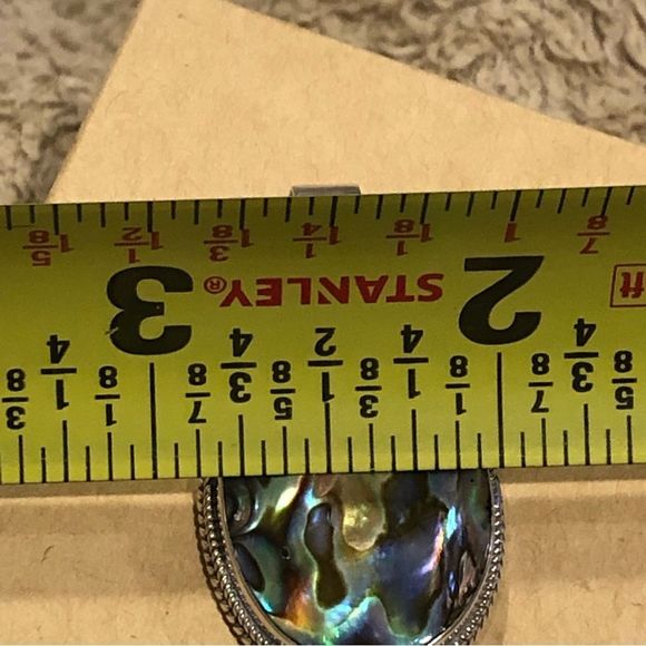 Abalone and Sterling Silver Oval Pendant with Rope Trim Around Bezel - Picture 12 of 15